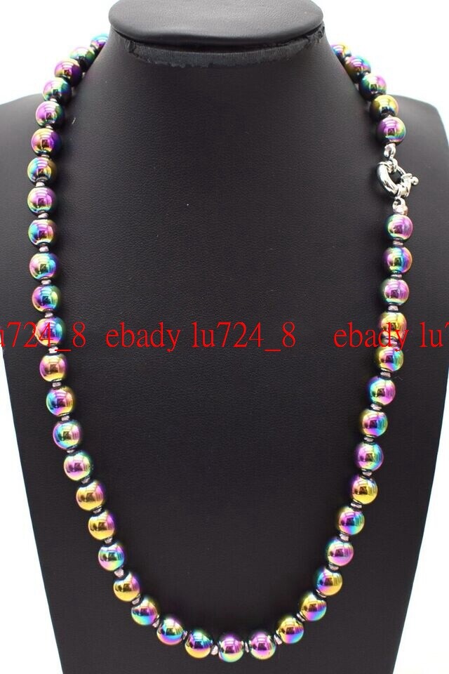 Healing 6/8/10mm Rainbow Hematite Gemstone Beads Necklace Jewelry 16-48″ Strand