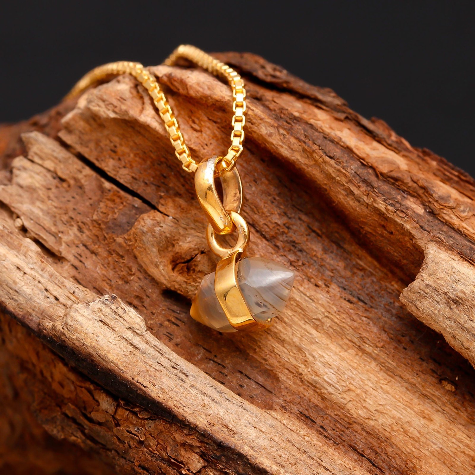 Natural Montana Agate Tower Point Necklace Gold Fill 925 Sterling Silver Jewelry