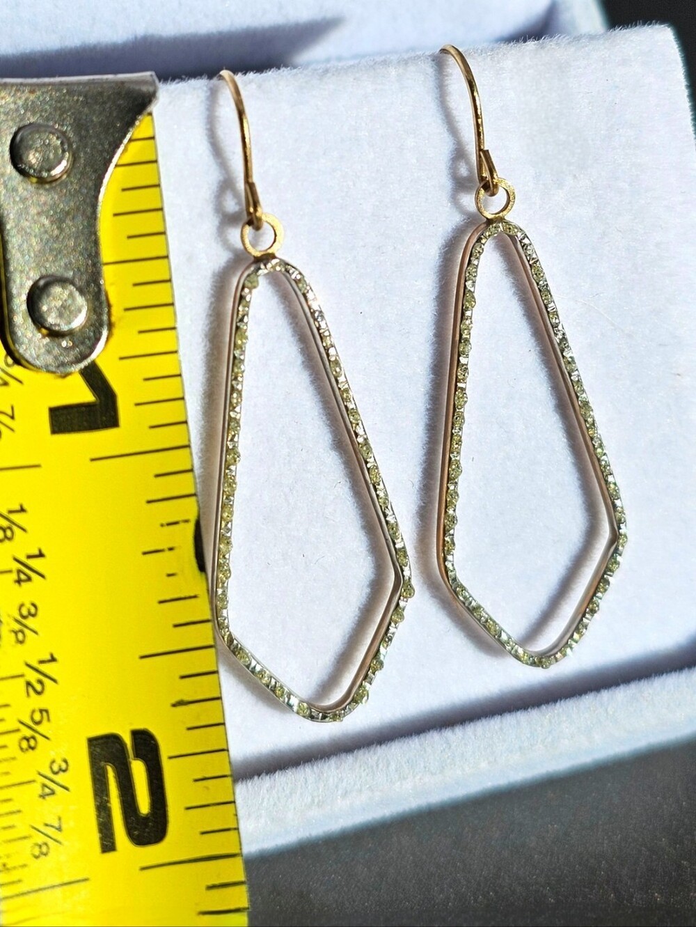 10k Gold Diamond Drop Geometric Dangle Earrings