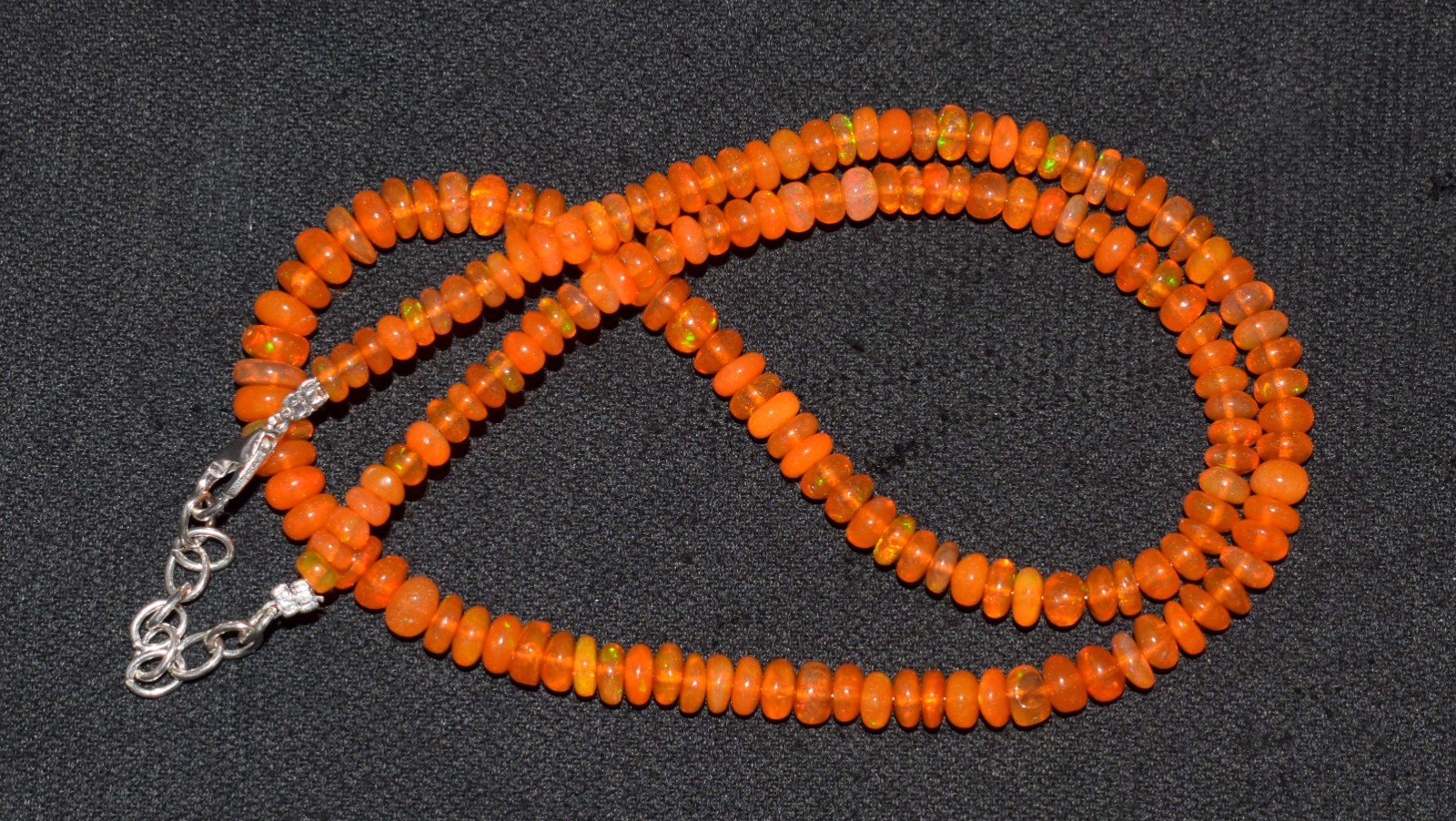 16”Natural Ethiopian Opal Wello Fire Opal Gemstone Beads Necklace AF0402