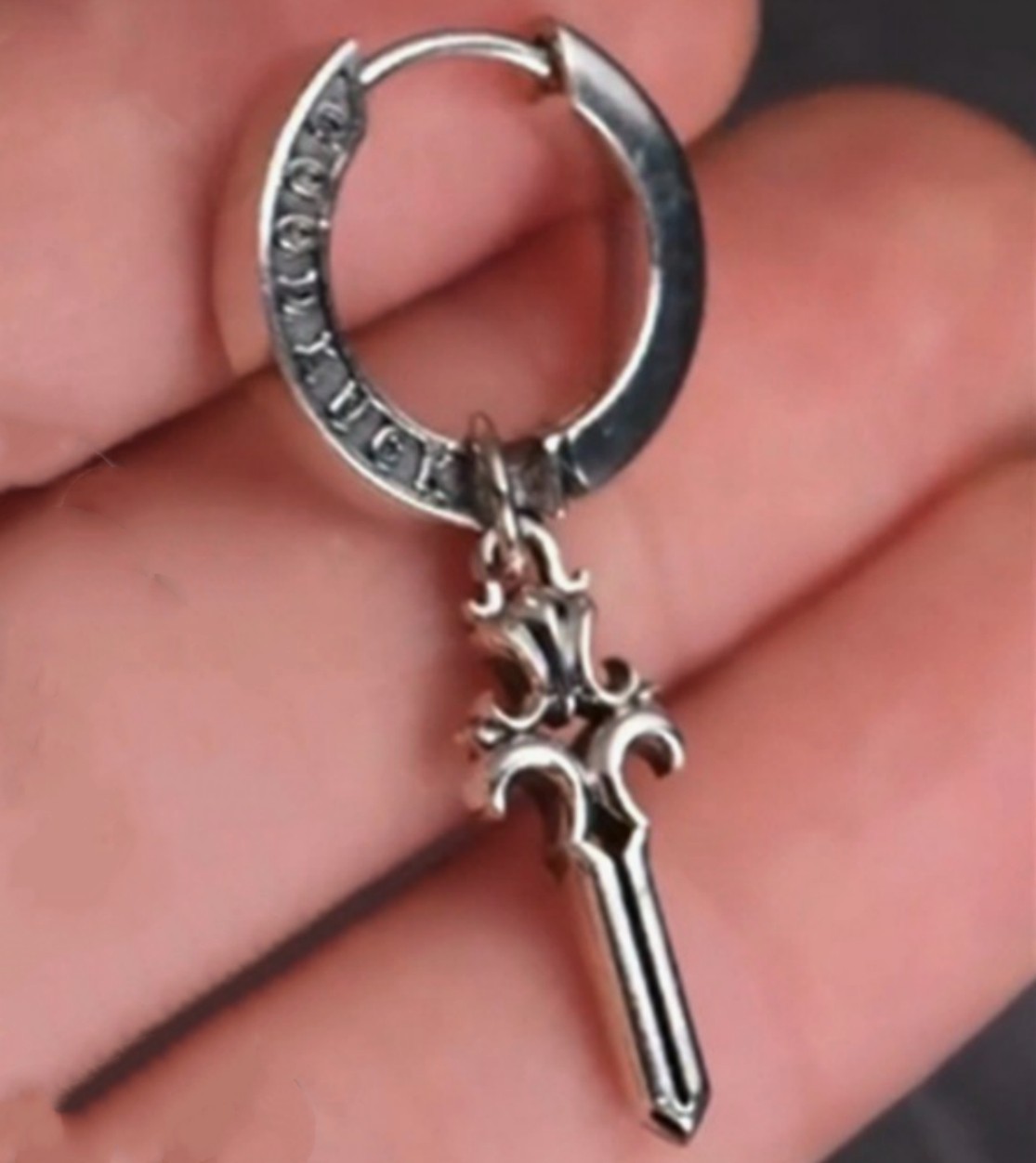 (1pc) Fashion Silver Plated Alloy 3D Good Luck Sword Alloy Men’s Dangle Earring