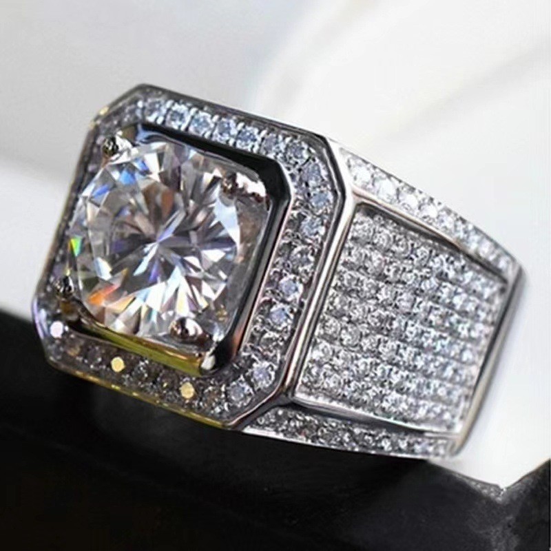 Mens Fashion Full Zircon Ring Micro Pave Hip Hop Bling Jewelry