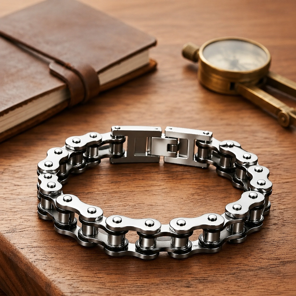 Men’s 316L Stainless Steel Motorcycle Bike Chain Bracelet 8 Inch Biker Jewelry