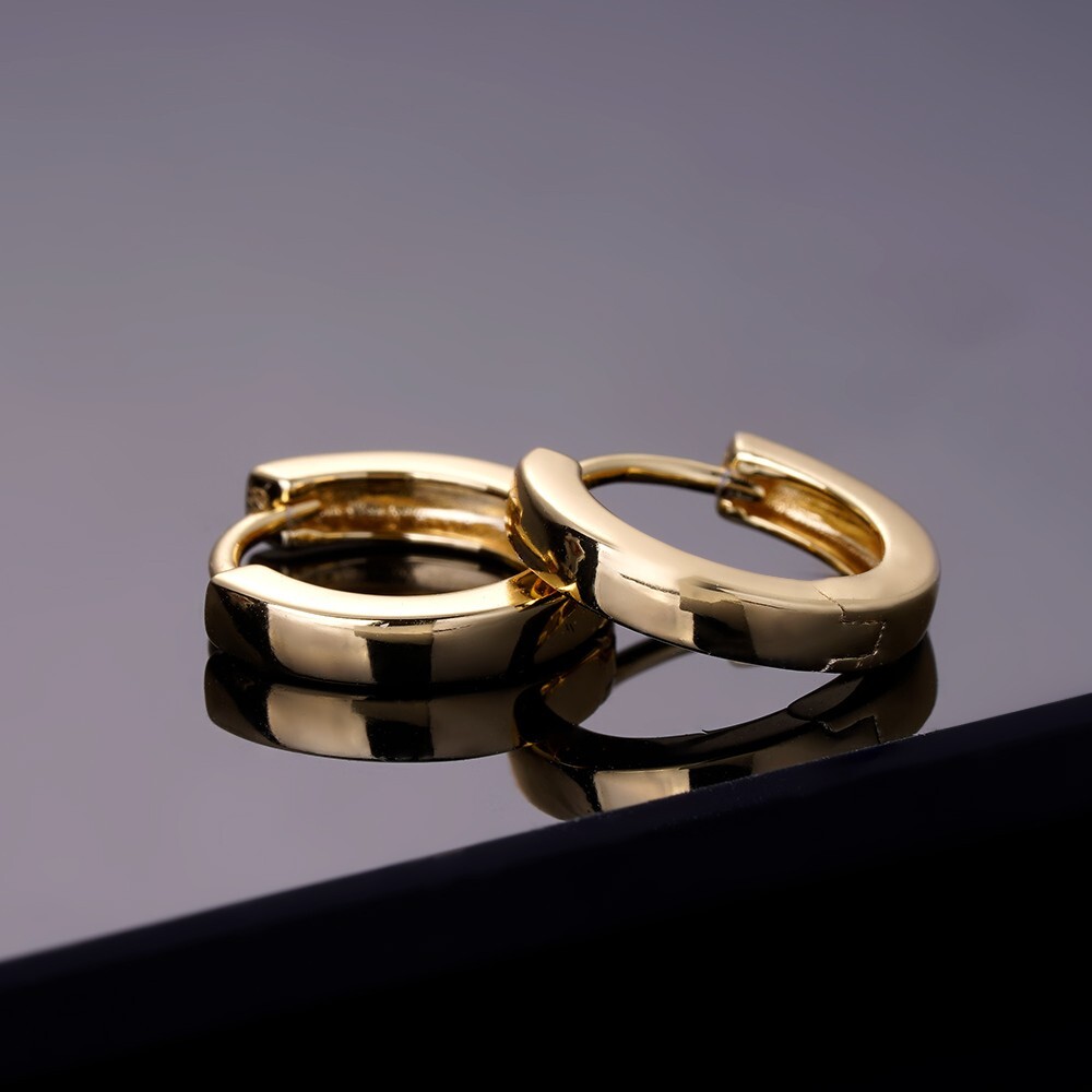 Real 14k Gold Vermeil 925 Silver Hoops Mens Ladies Small Huggie Earrings