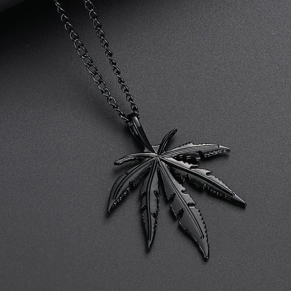 Gift Fashion Titanium Steel Rock Punk Retro Hip Hop Choker Leaf Pendant Maple Le