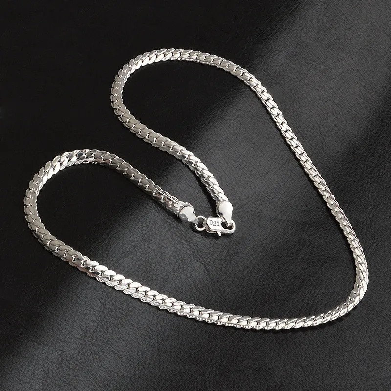 925 Sterling Solid Silver Chain Necklace Jewelry for Women Fashion Gift