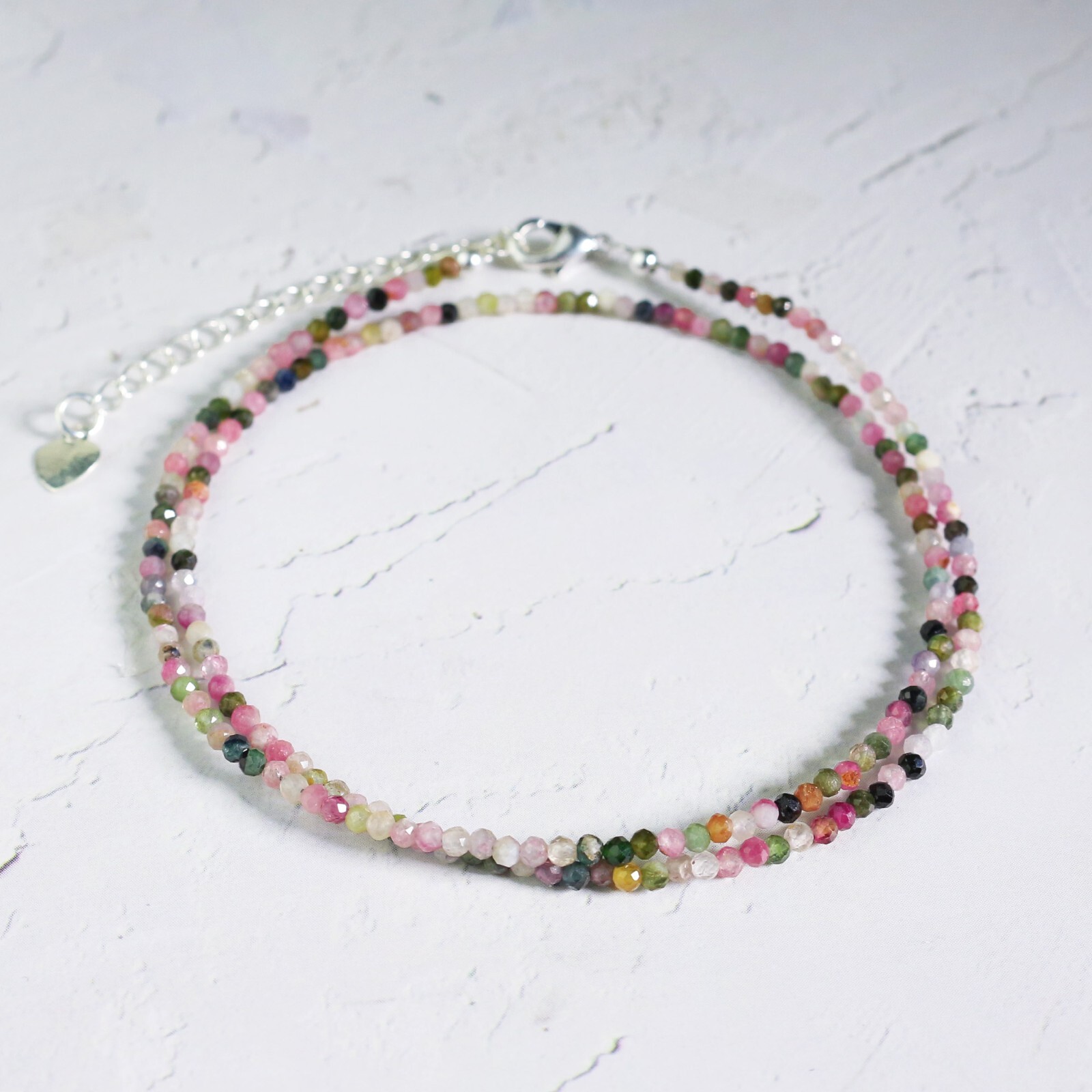 Natural Multicolor Tourmaline Beads Dainty Choker Gemstone Crystal Necklace Gift