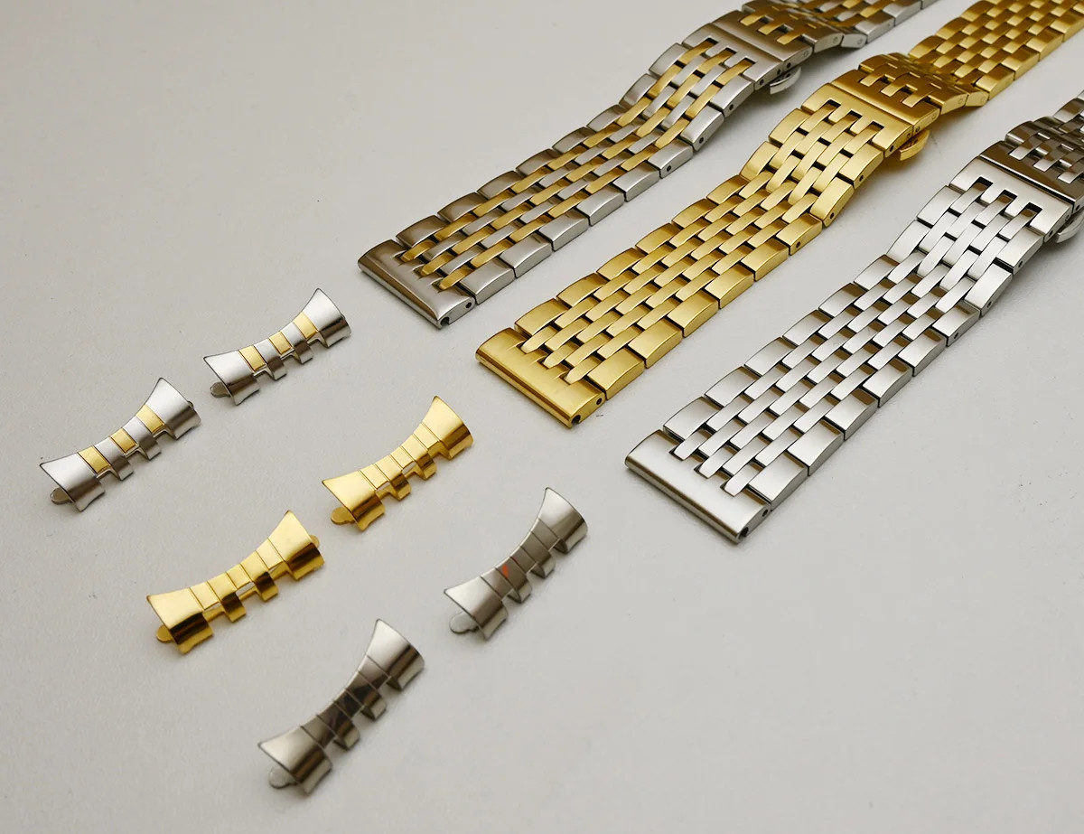 Stainless Steel Watch Band Polished Metal Set 18mm 19mm 20mm 21mm 22mm 23mm 24mm