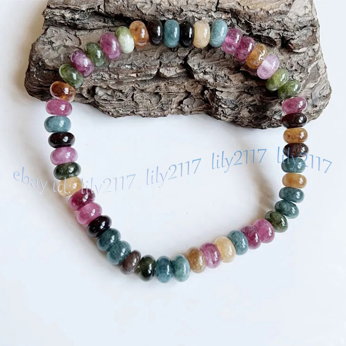 Natural Colorful Tourmaline Rondelle Gems Beads Necklace Bracelet Earrings Set