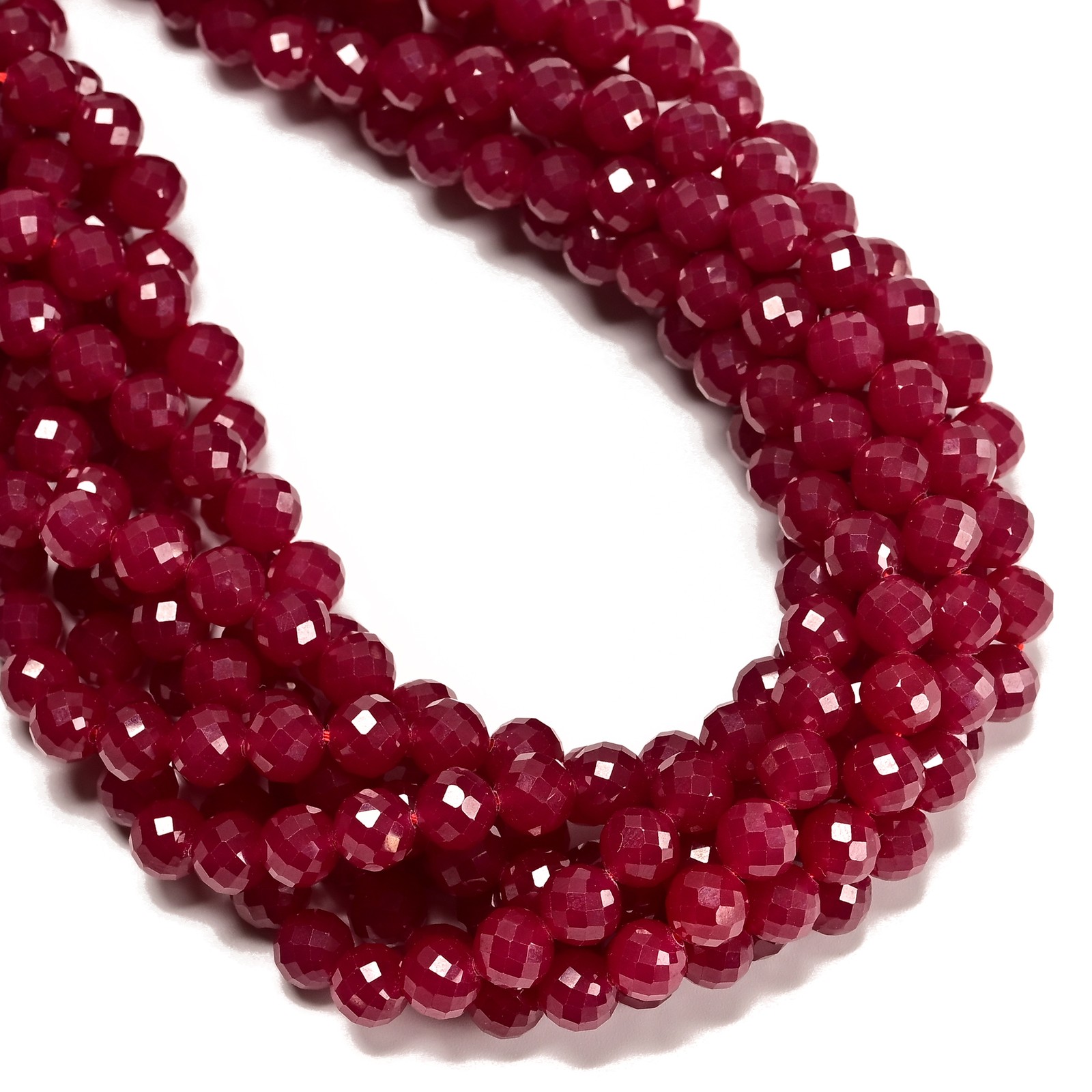 Natural Ruby Faceted Round Beads Size 8mm 15.5” Strand (8mm)