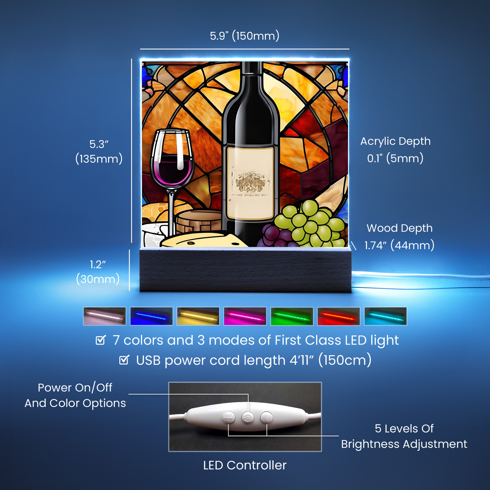 Wine Cheese Plate Acrylic Plaque