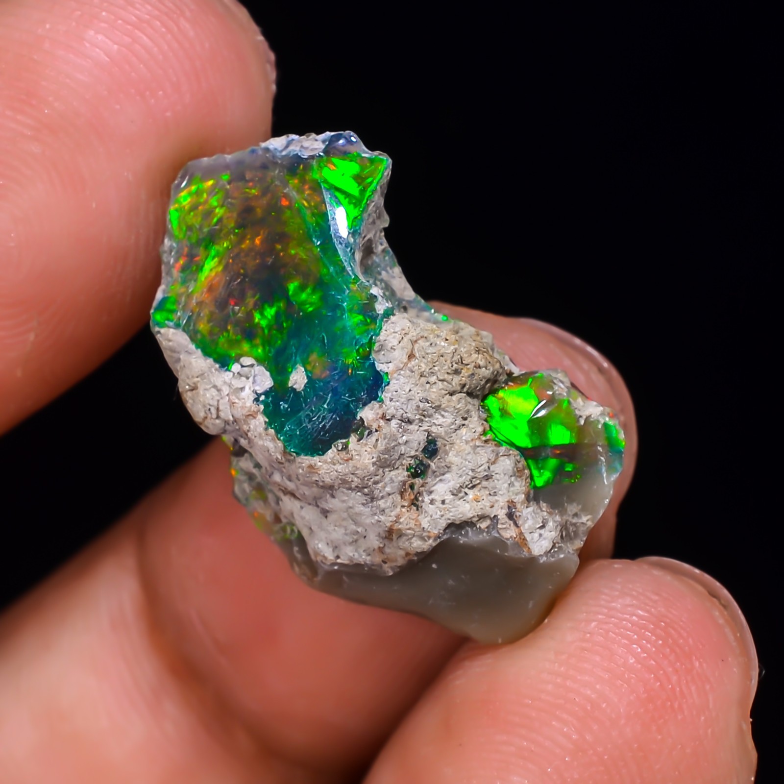7 ct Natural Black Opal Rough Ethiopian, Fire Opal Gemstone, 22×13 MM Welo Opal