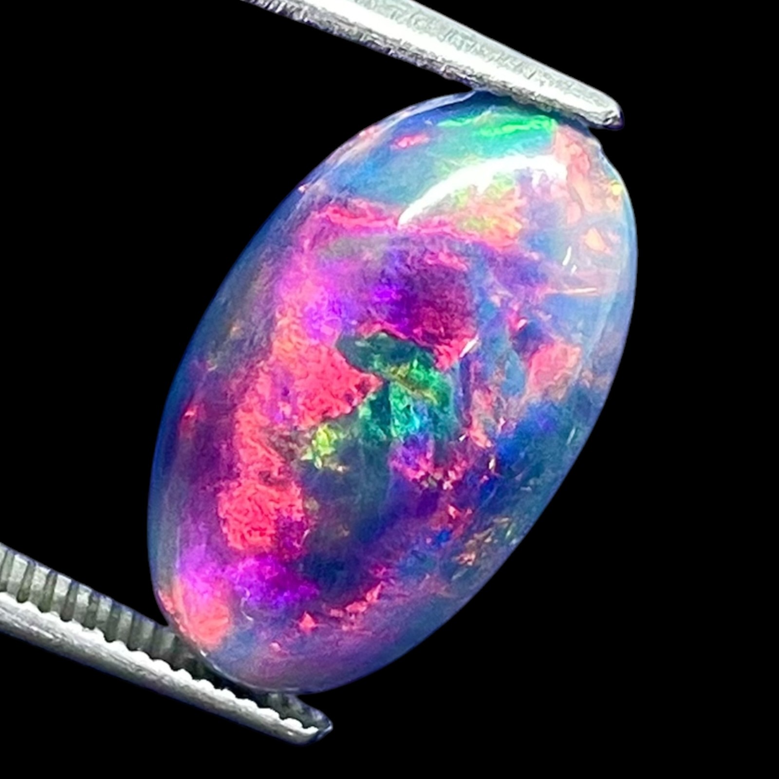 3.38 Cts Natural Black Opal 18x10mm Oval Cabochon Multi Fire Loose Gemstone
