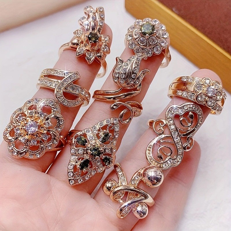 Wholesale 36pcs Rings Mixed Bulk Finger Rings Gemstones Crystal Jewelry Lot Boho