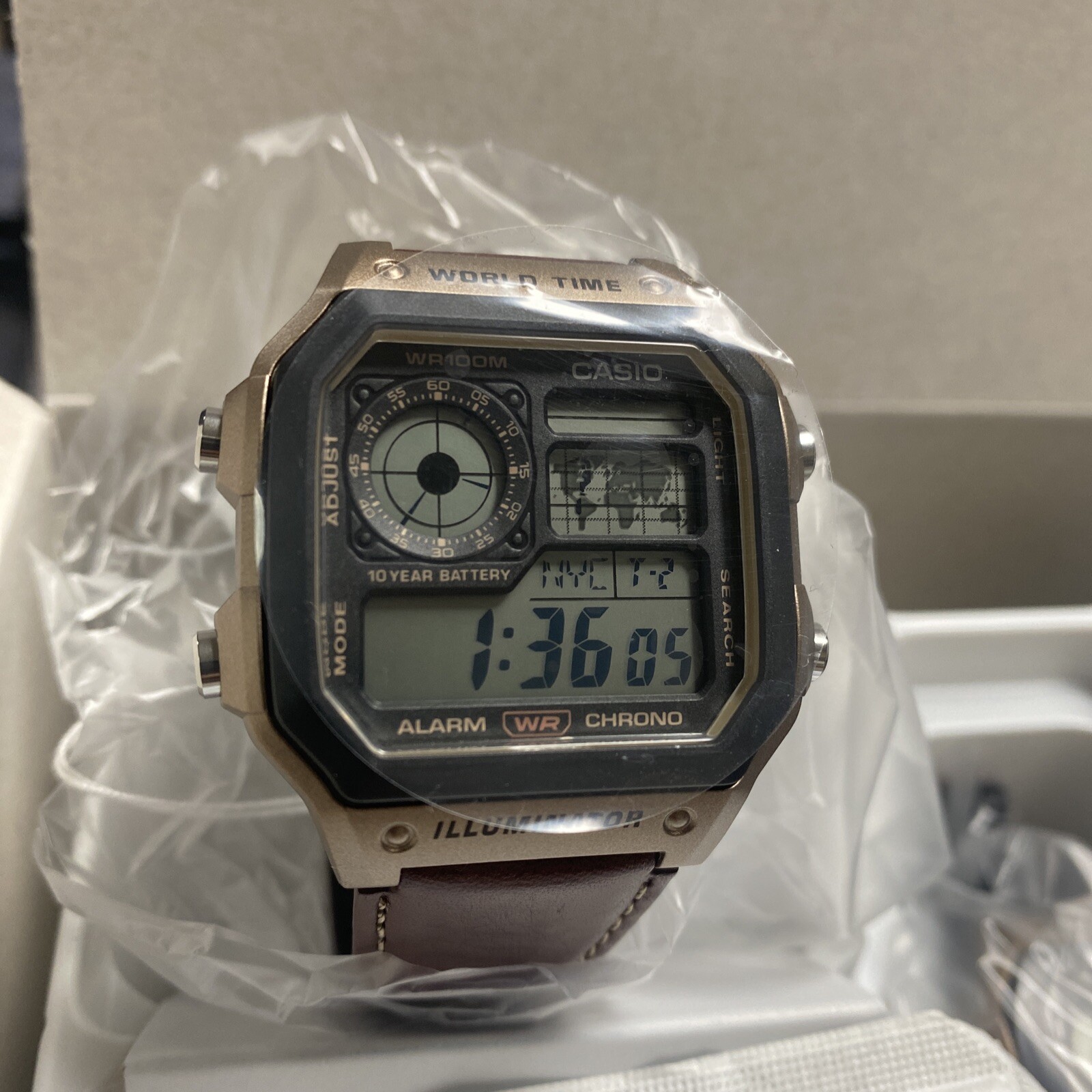 Casio AE-1200WHL-5AV, World Time Watch, Chronograph, 5 Alarms, 10 Year Battery