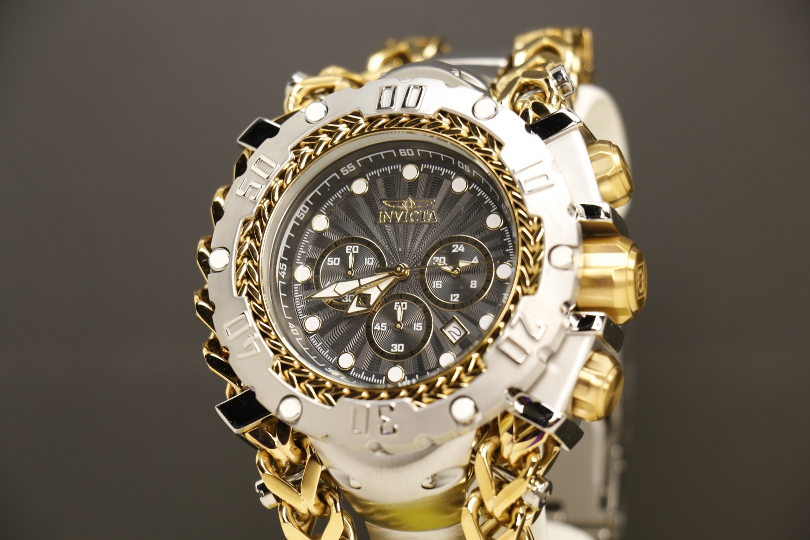 Invicta Gladiator Men’s Watch 58.3mm, Gold, Steel 48188, Silver Gold tone