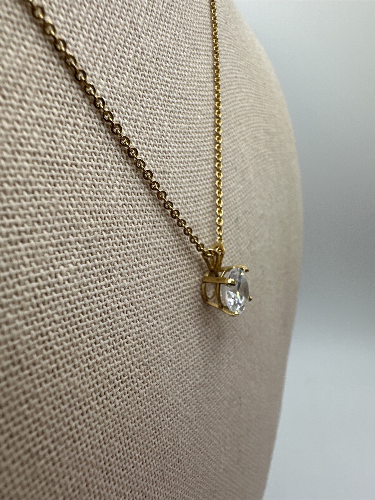 1/20 14k Gold Filled 7.7mm Cubic Zirconia Solitaire Necklace 16”