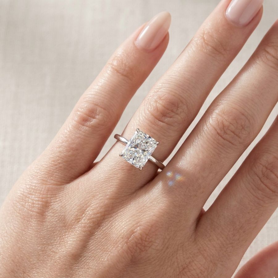 3.00Ct Radiant-Cut VS1 Lab Grown Diamond Wedding Engagement Ring 14k White Gold