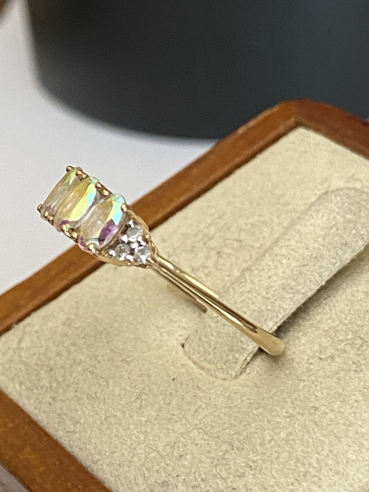 9 Carat Yellow Gold Mystic And White Topaz Ring Size N