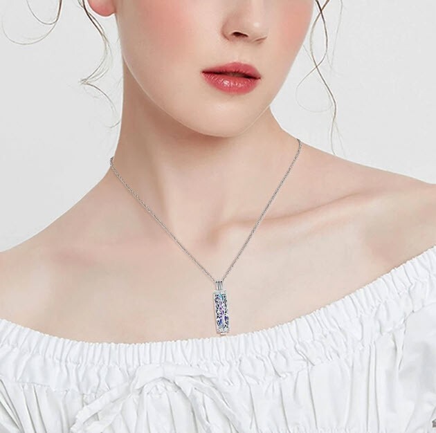 Cremation Jewelry Cylinder Urn Tree of Life Memorial Necklace Pendant for Ashes