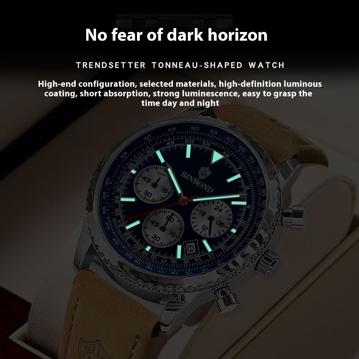 Men’s Multi-functional Ultra-thin Business Style Leather Belt Waterproof Luminou