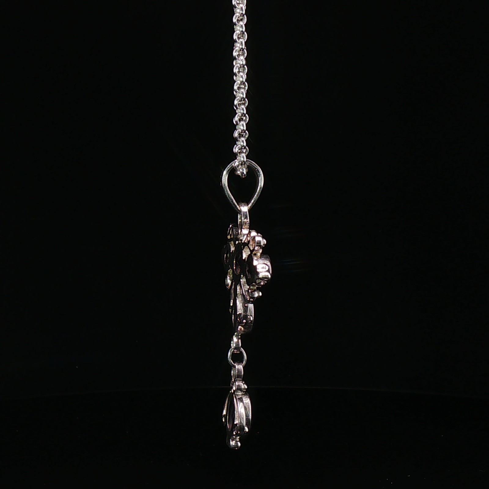 Elegant Silver Amethyst Cross Pendant Necklace 60cm Belcher Chain – E19991