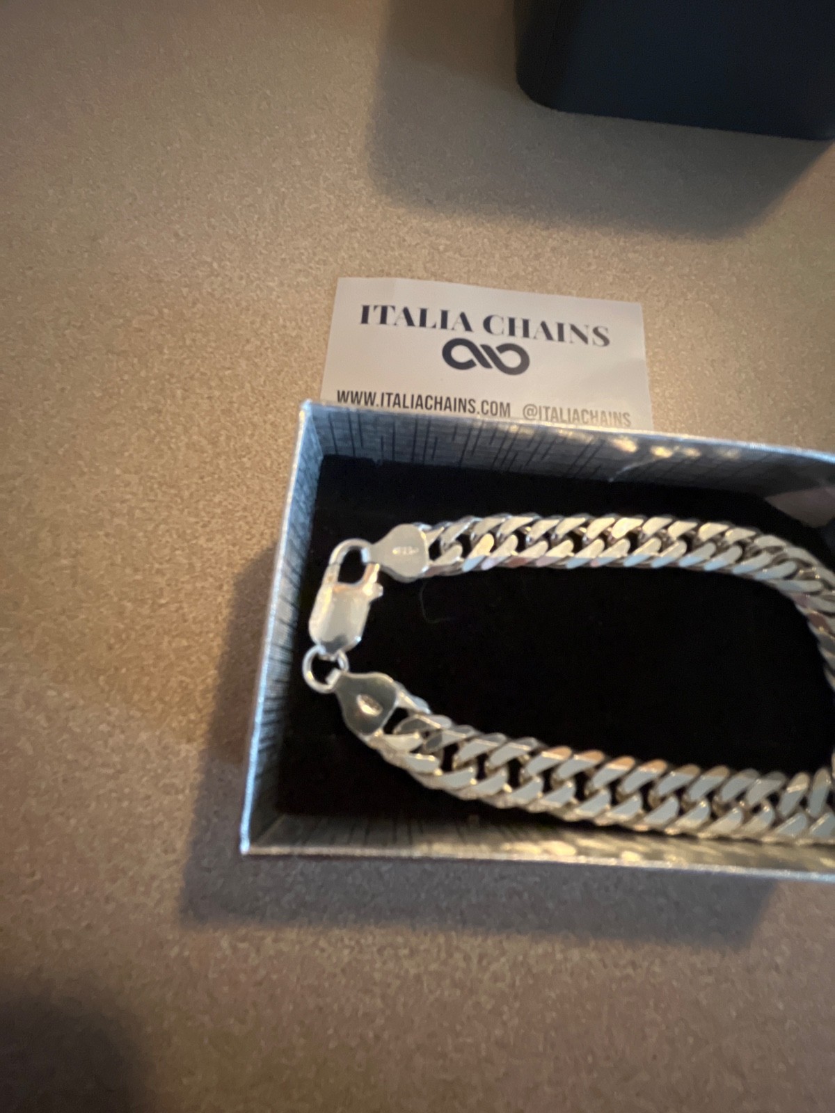 7″ 8mm 925 silver italia chains double curb link bracelet