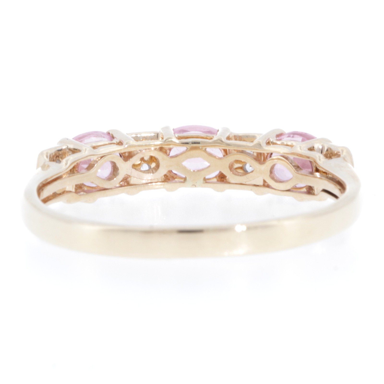 9Carat Yellow Gold Pink Topaz & White Topaz Eternity Ring (Size R 1/2) 4mm Wide
