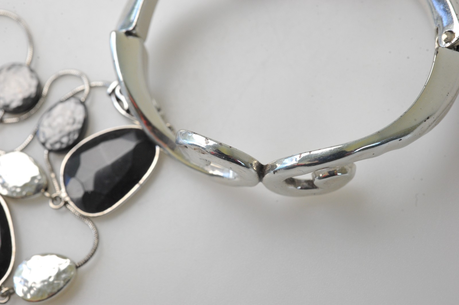 Brighton Necklace bracelet LOT Black Silver Classic * FLAWS See Description LF3