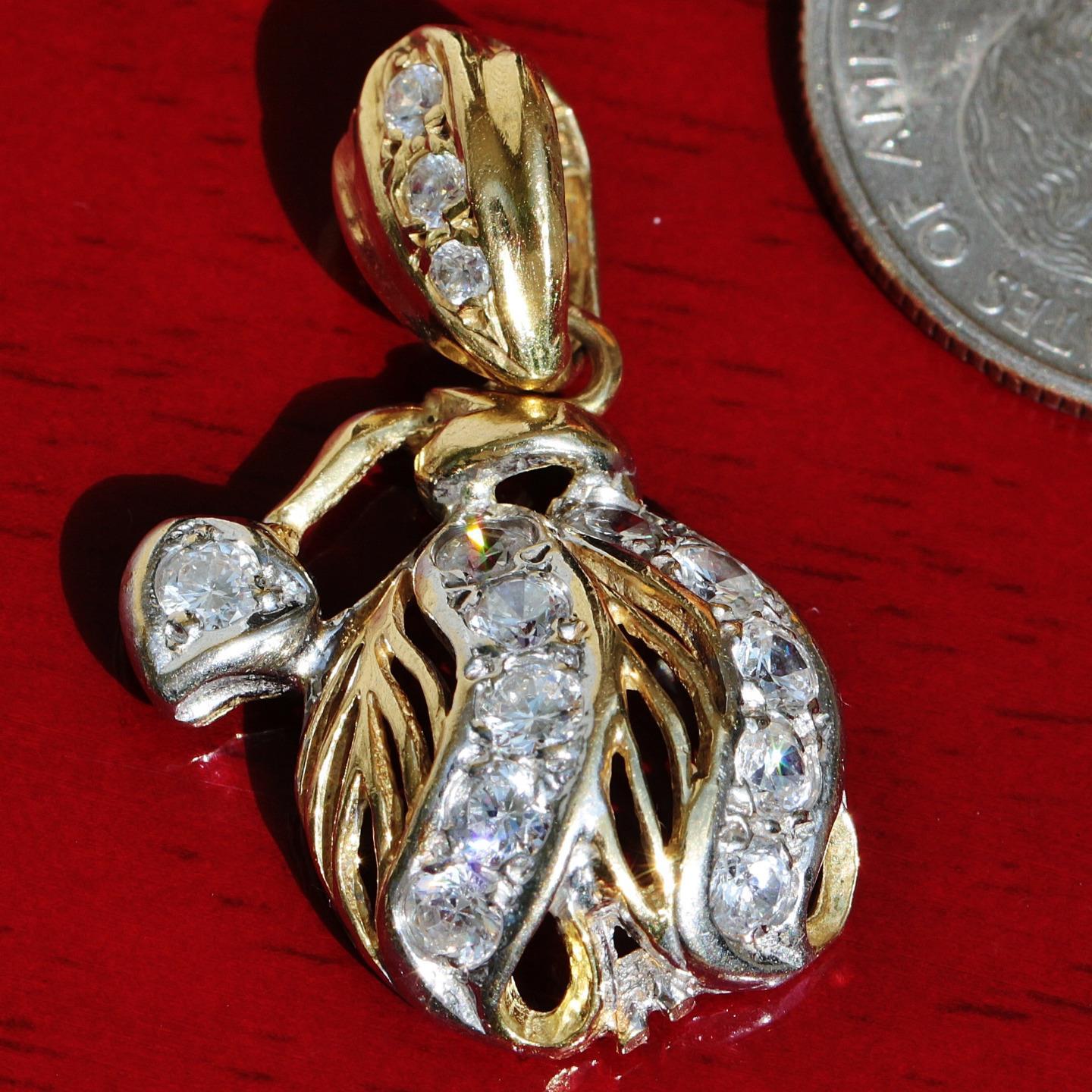 22k yellow gold pendant 1.25ct white topaz 1930’s vintage handmade 6.80g