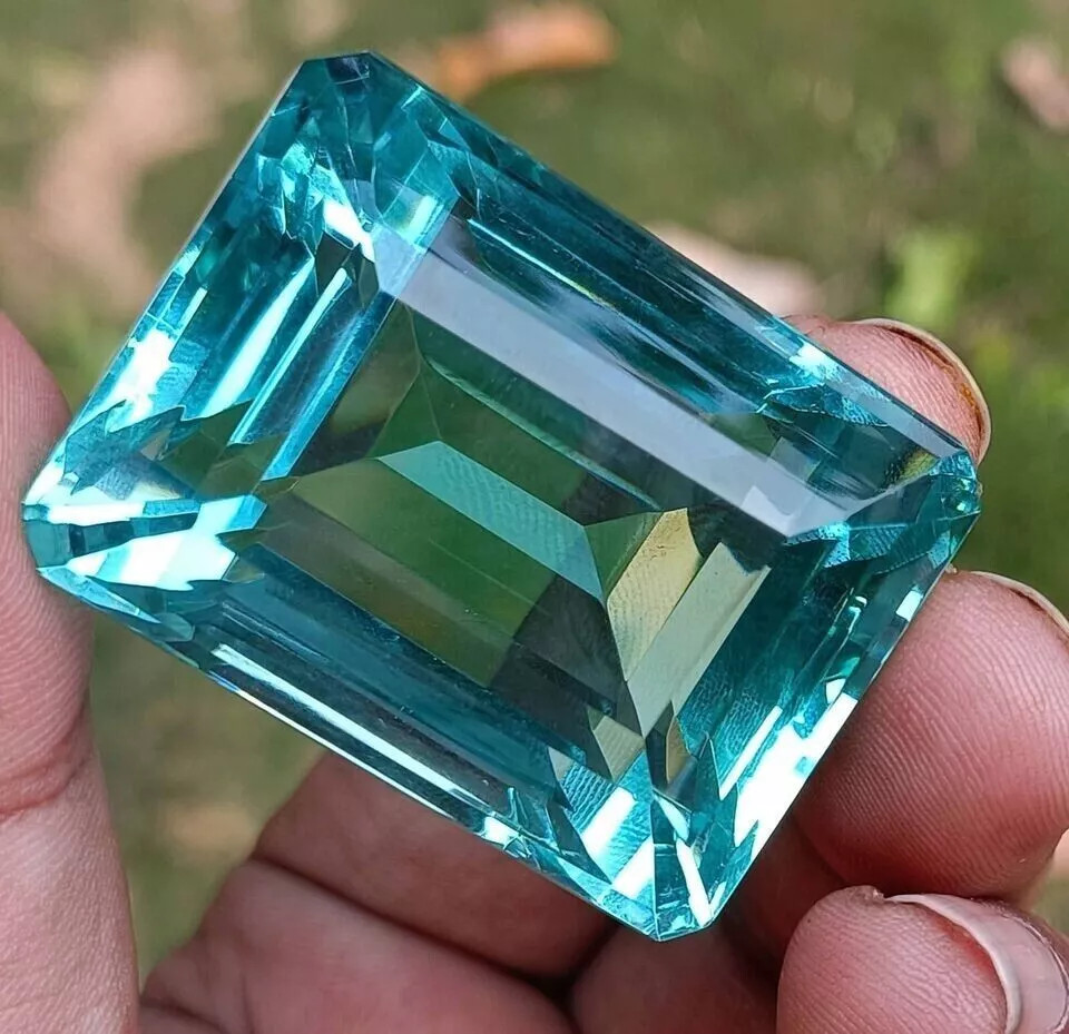 Certified Natural Brazilian 201 Ct Sky Blue Emerald Cut Topaz Loose Gemstone