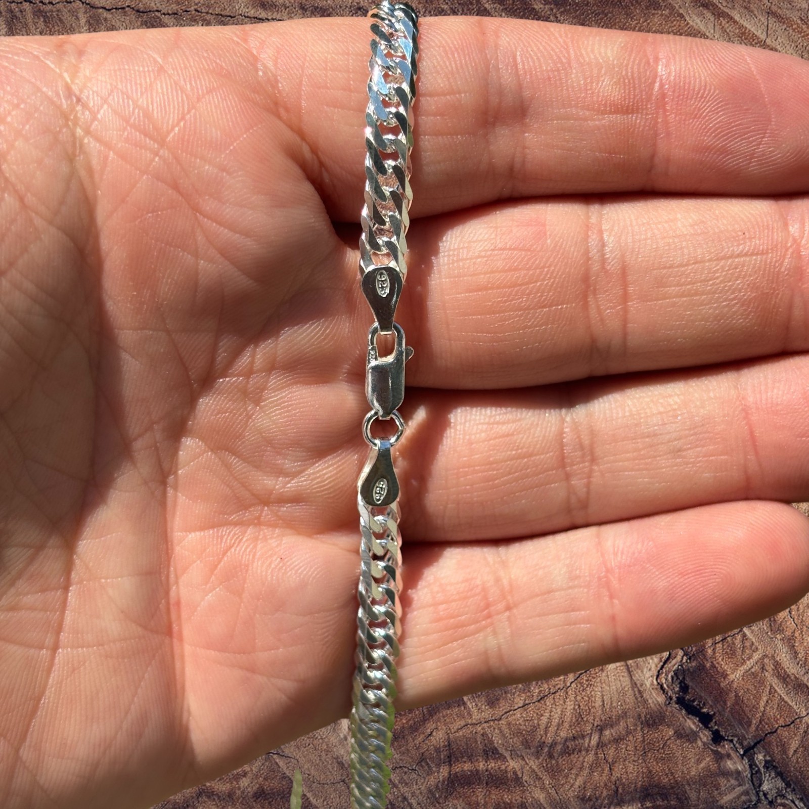 6mm Double Curb Chain Necklace – Real Solid 925 Sterling Silver MADE IN ITALY