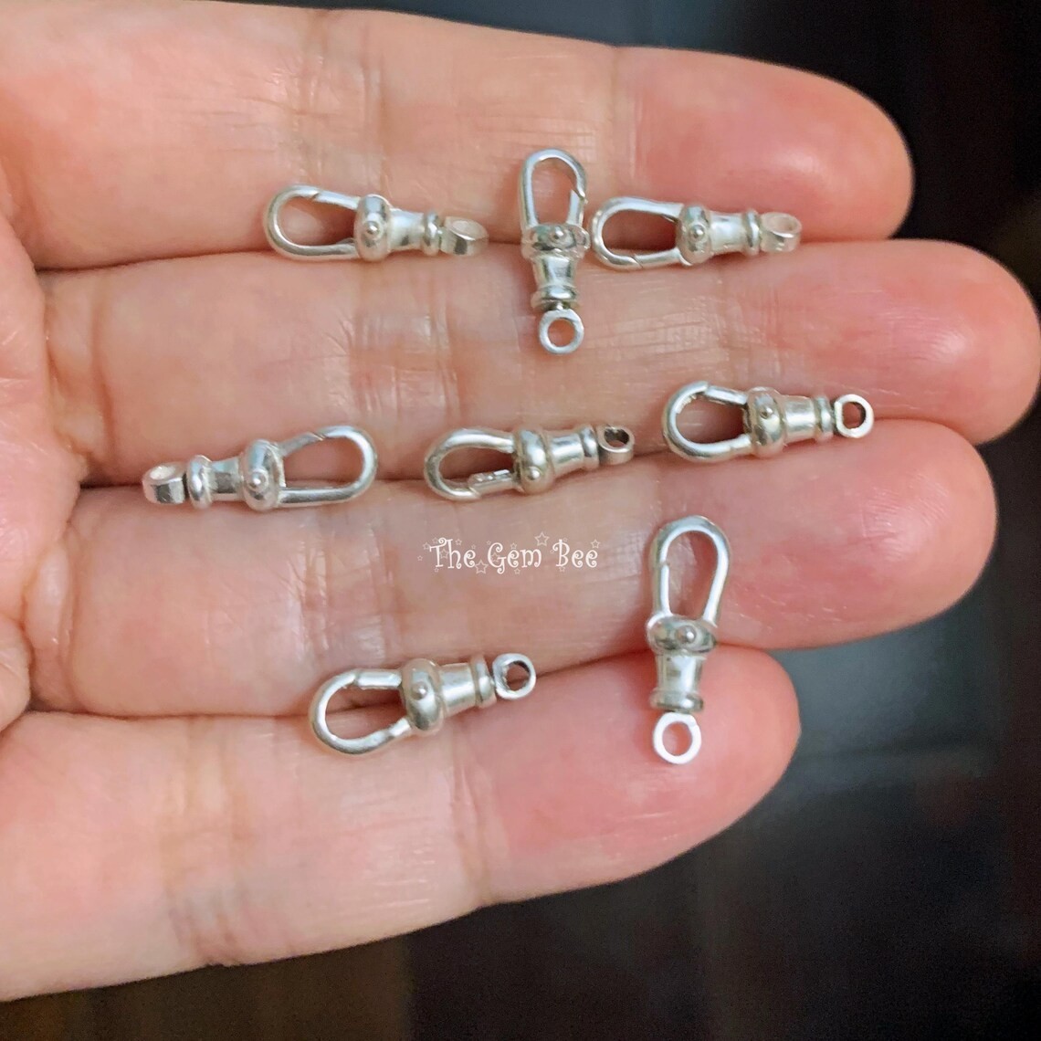5.3×14.5mm 925 Sterling Silver Swivel Push Lock Dog Clip Chain Lobster Clasp