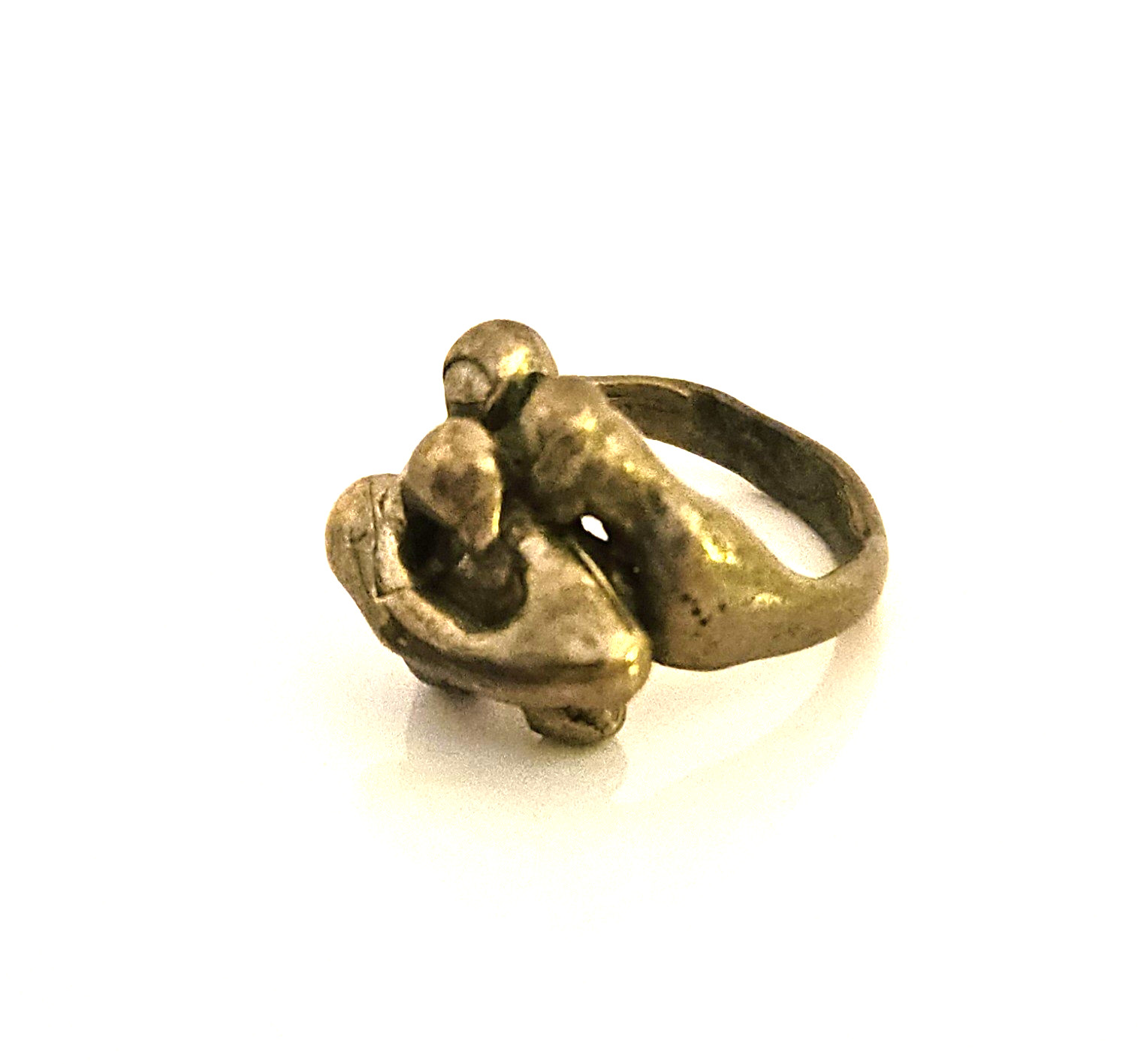 Vintage Bronze Free Form Family Shape MCM Ring Size 4