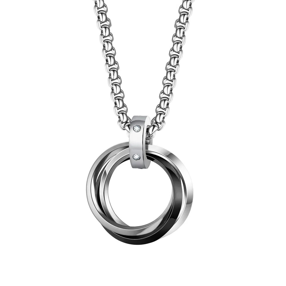 Necklace For Men Hip-hop Three-ring Titanium Steel Does Not Fade Simple Refined