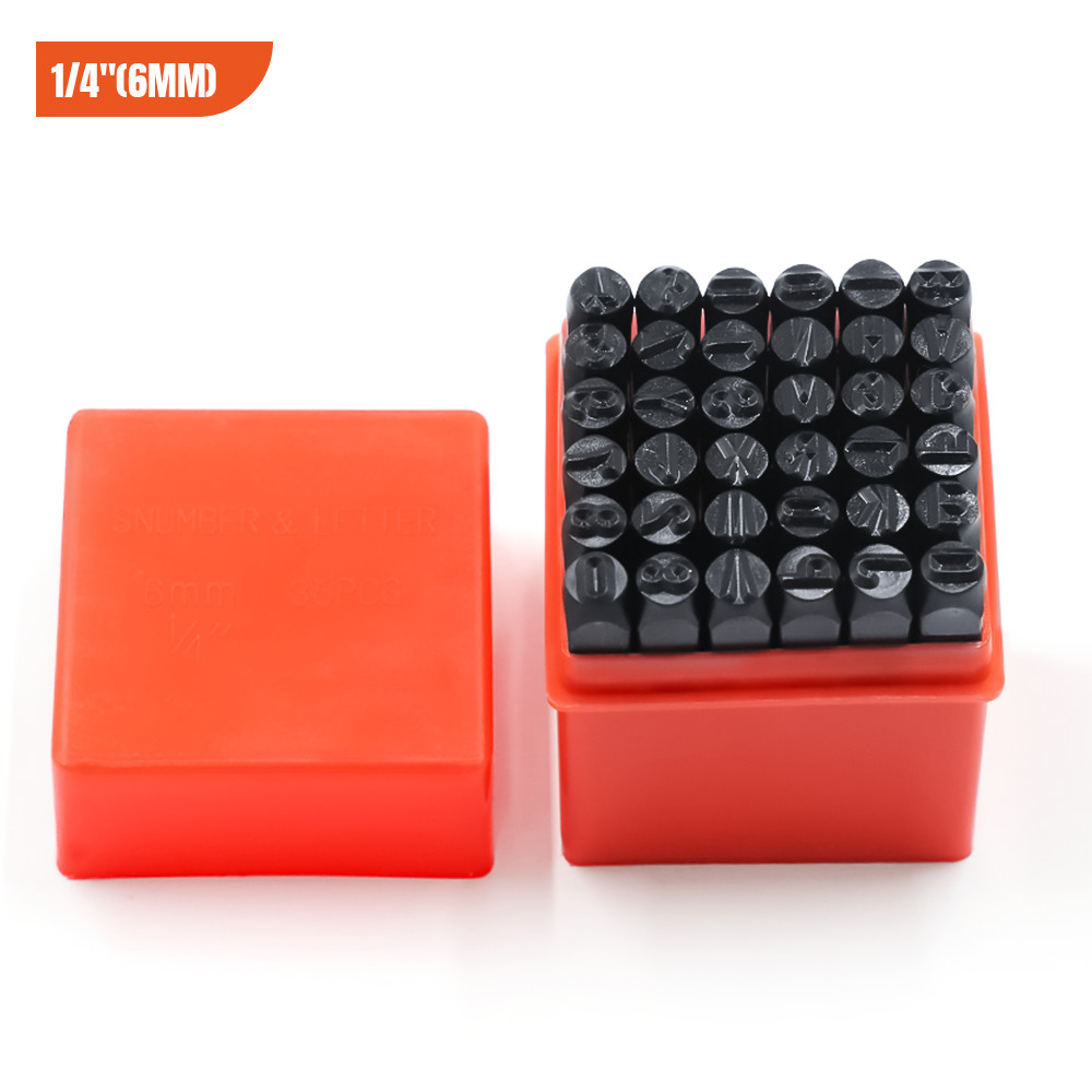 6MM 1/4″ 36PCS Letter & Number Stamp Punch Set for Imprinting Metal Wood Leather