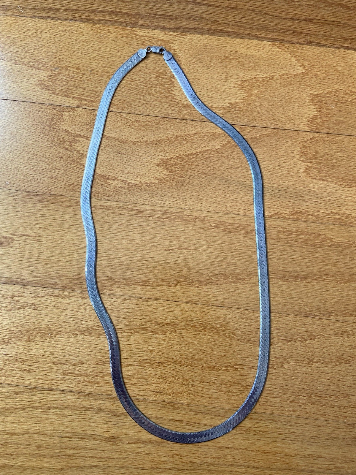 Vintage Italian 925 Sterling Silver Herringbone Chain Necklace, 20″, 50g