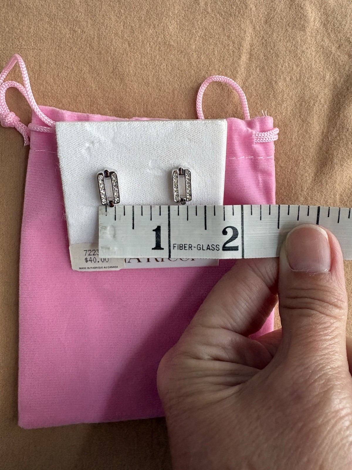Nina Ricci Silver Tone Rhinestone Geometric Rectangle Stud Earrings Canada