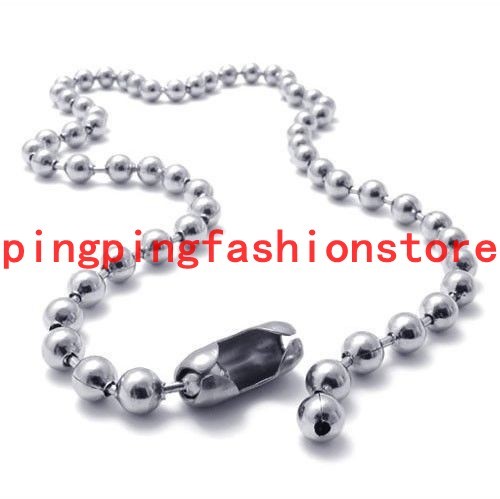 1.5-12mm Fashion Women Men Silver Ball Bead Chain Stainless Steel Necklace16-40″