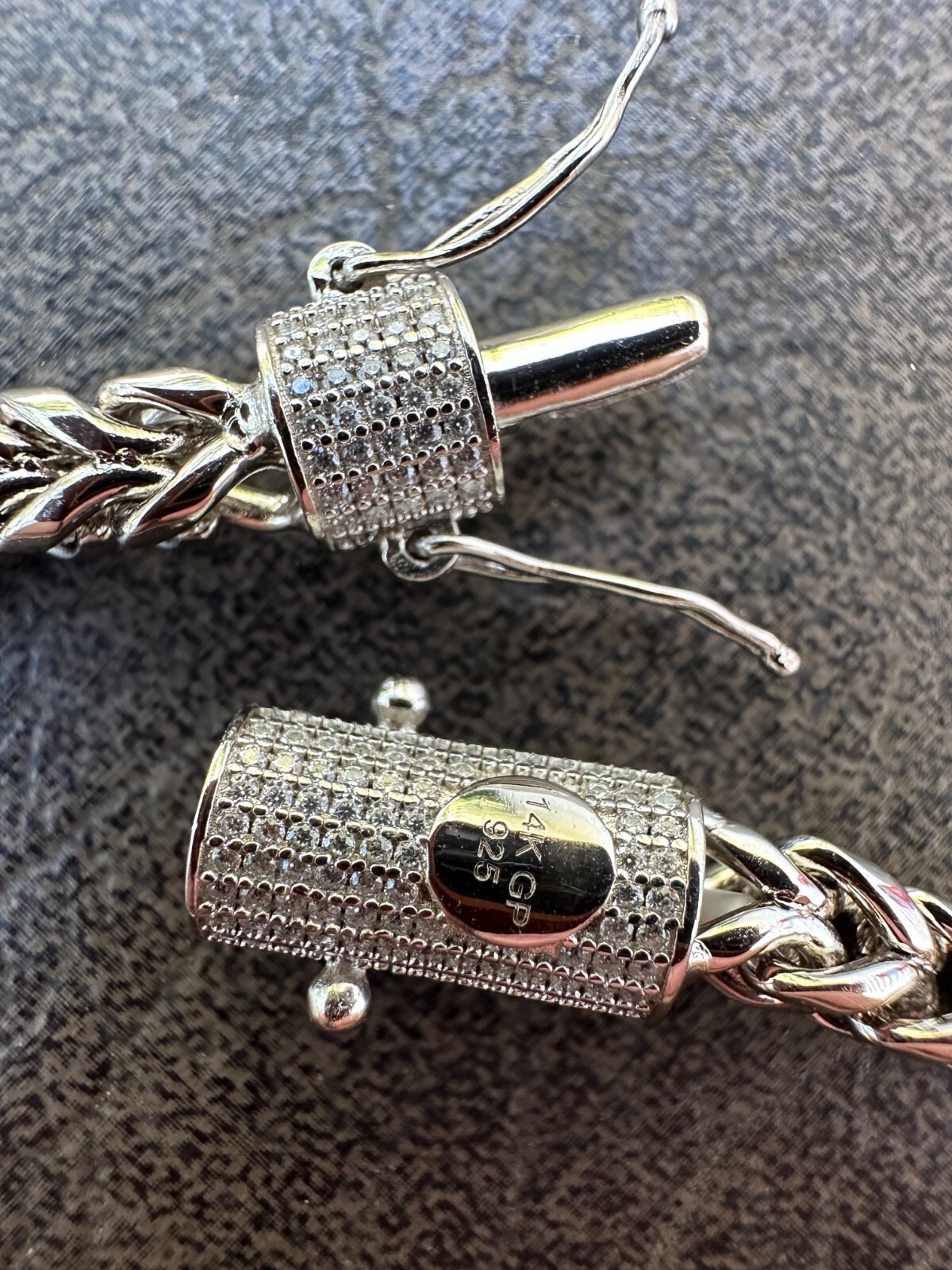 Iced MOISSANITE Clasp Stainless Steel & 925 Silver Franco Chain Necklace 4-6mm
