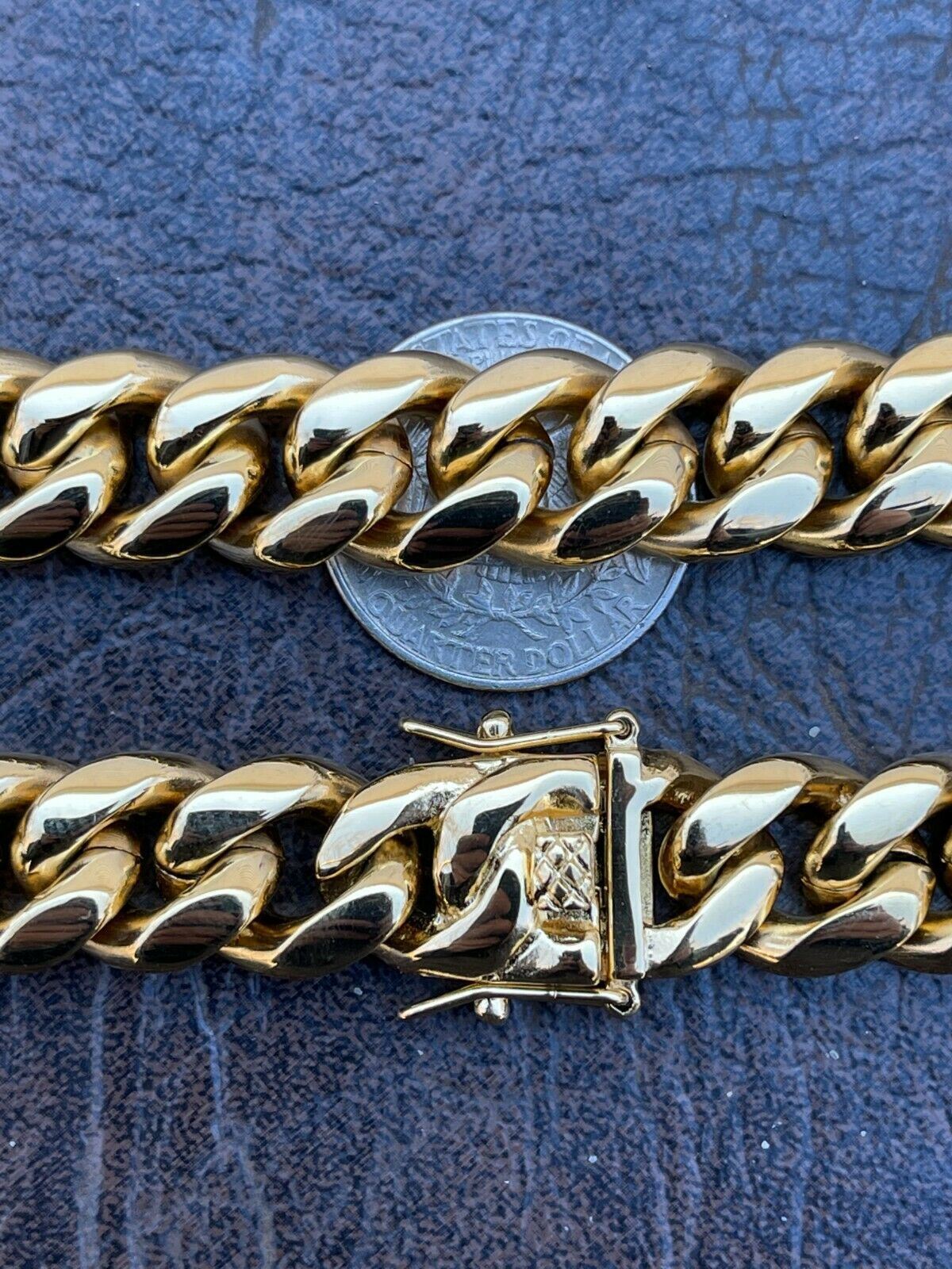 Mens Real Miami Cuban Link Chain 18k Gold Plated Stainless Steel 30″ WHOLESALE