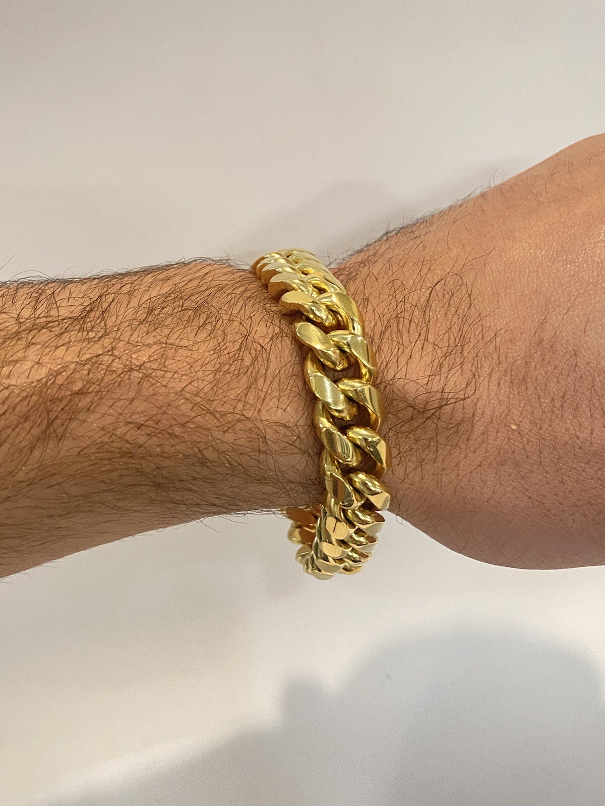 Miami Cuban Link Bracelet 18k Gold Vermeil Stainless Mens Hip Hop 14mm Box Clasp