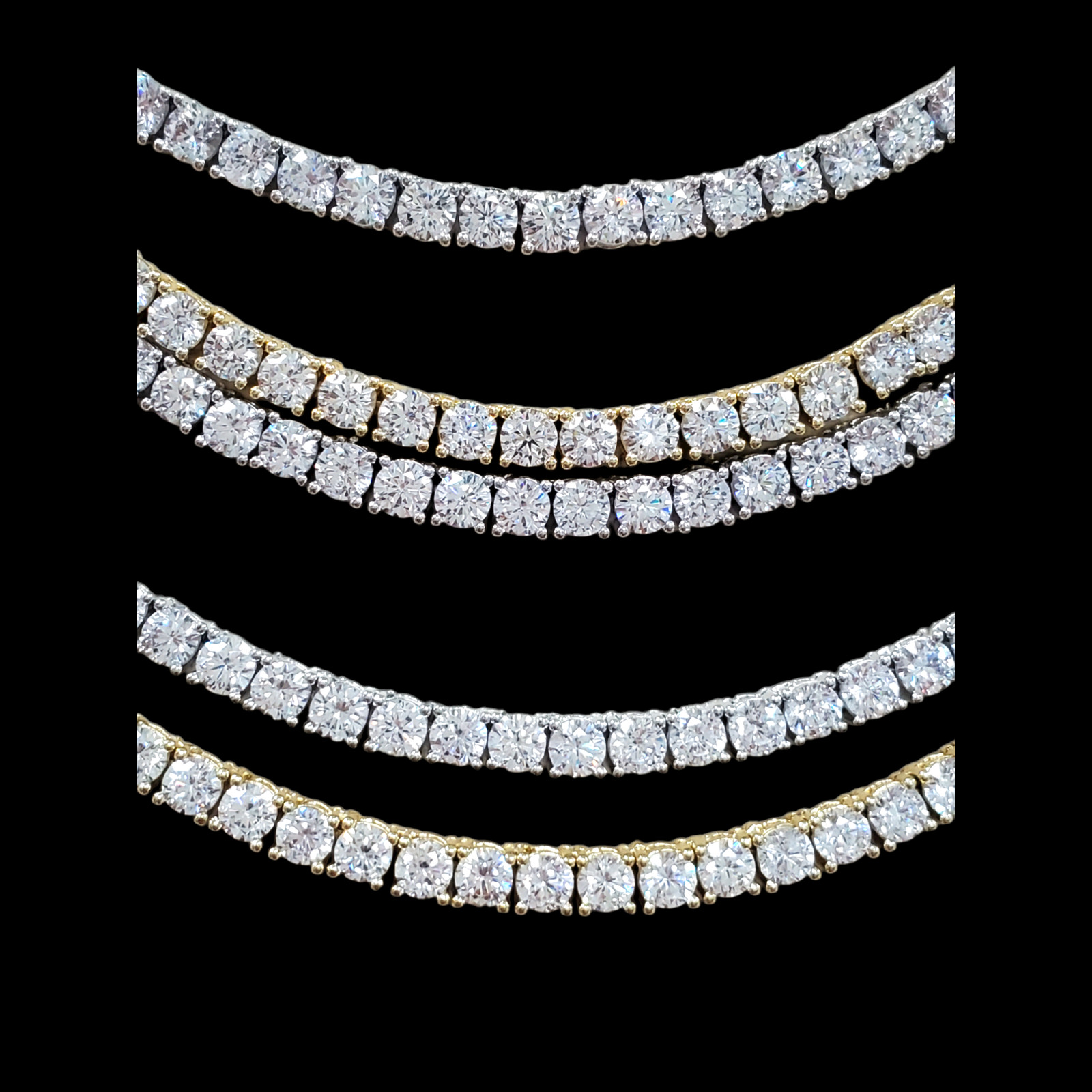 Premium Iced CZ Tennis Necklace Chain VVS1 Clarity 14kt White/Yellow Gold finish