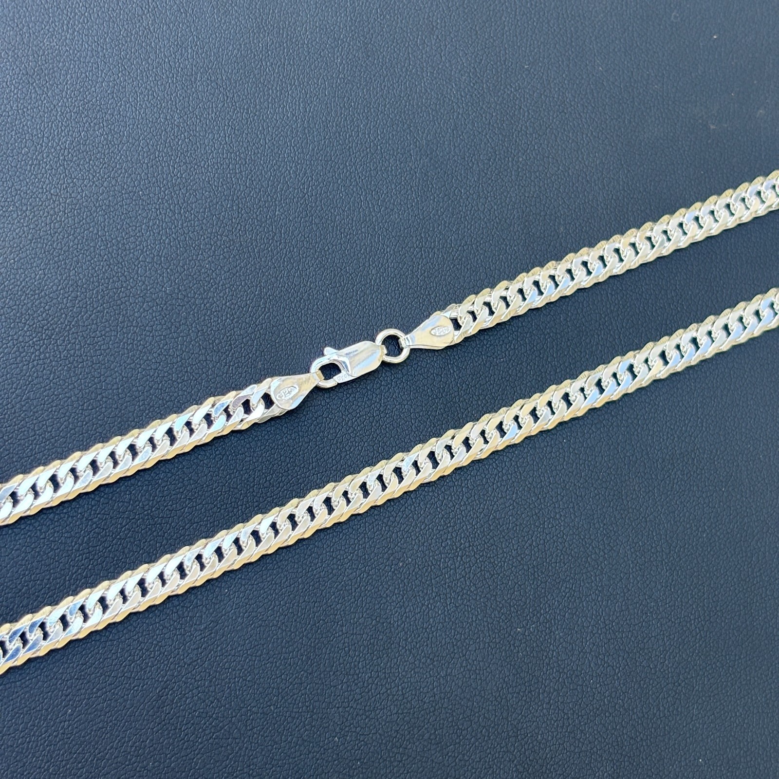 6mm Double Curb Chain Necklace – Real Solid 925 Sterling Silver MADE IN ITALY