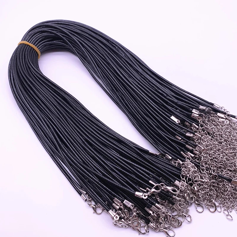 Leather Cord Necklace 2mm Wax Rope Chain Lobster Clasp 45cm Jewelry 5PCS