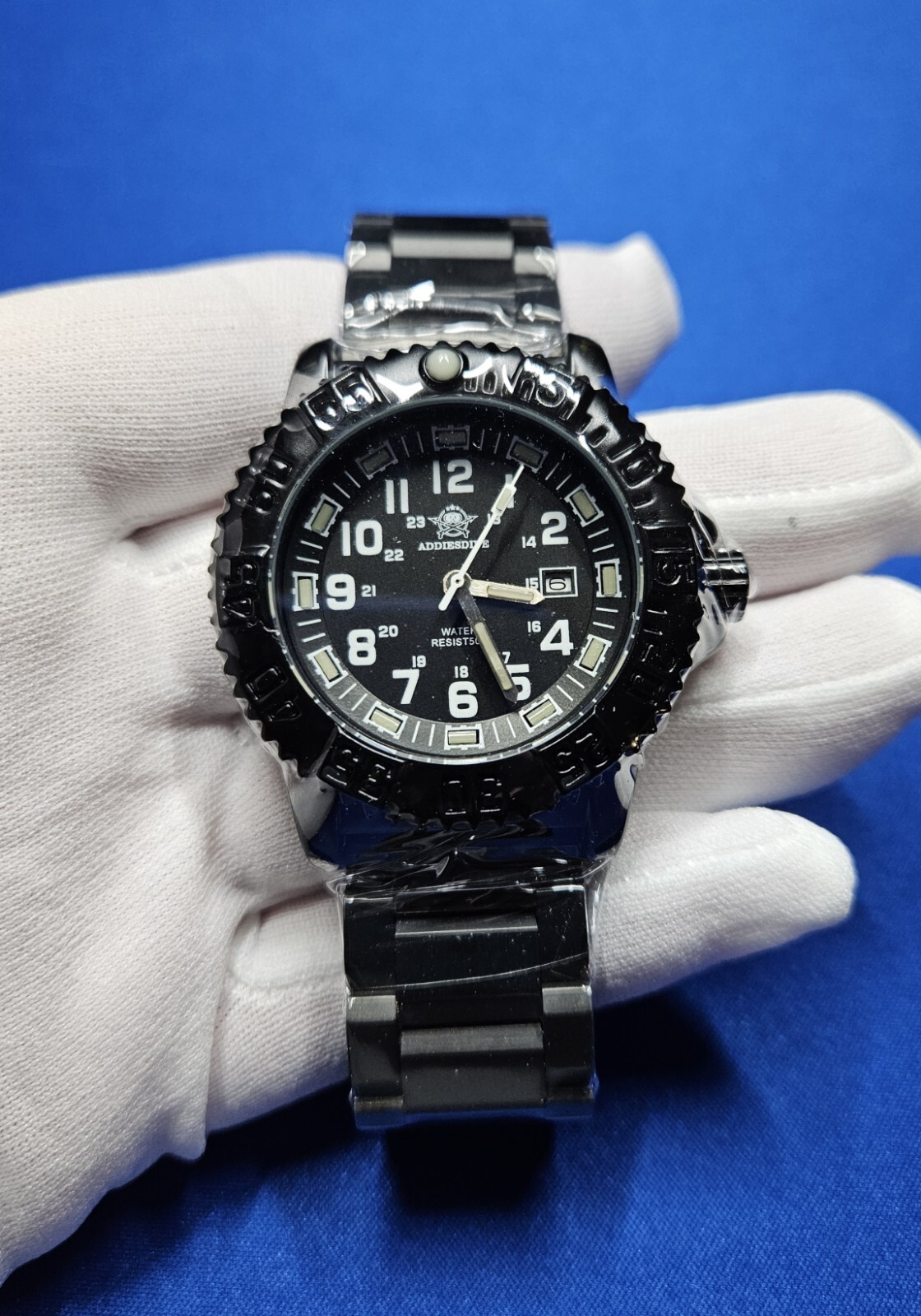 Addiesdive 44MM Luminox Style Steel Black Watch W/Hardcase Free Shipping USA