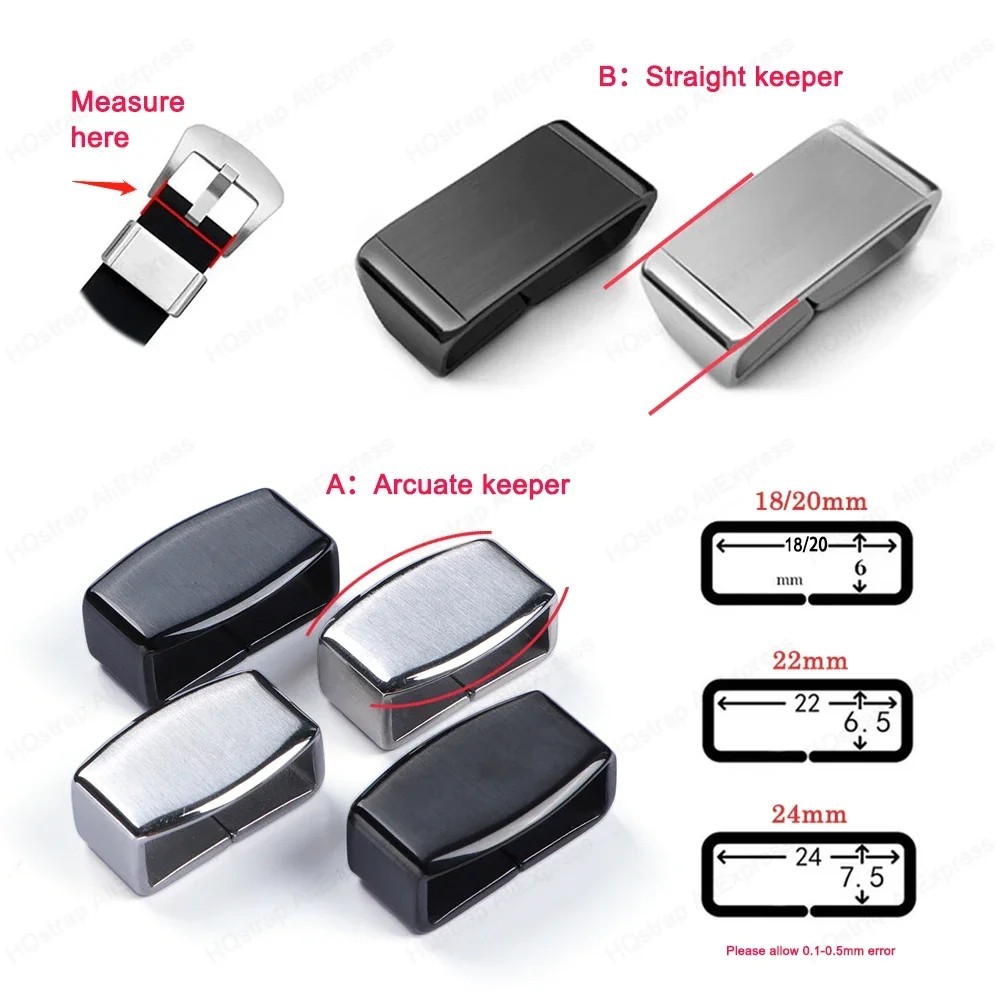 Watch Band Keeper Loops Metal Strap Ring Buckle 18mm 20mm 22mm 24mm Universal