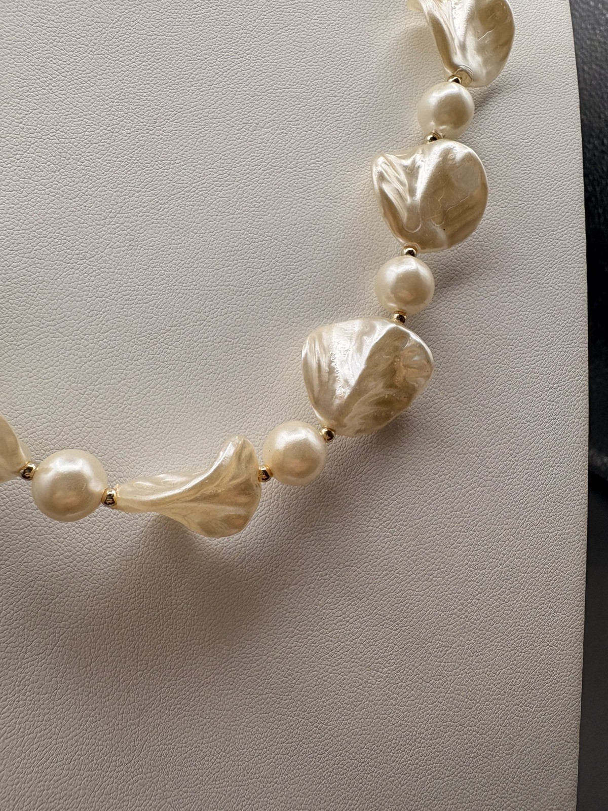 Necklace and Clip on Earrings Set with Faux Pearls Very Light Weight