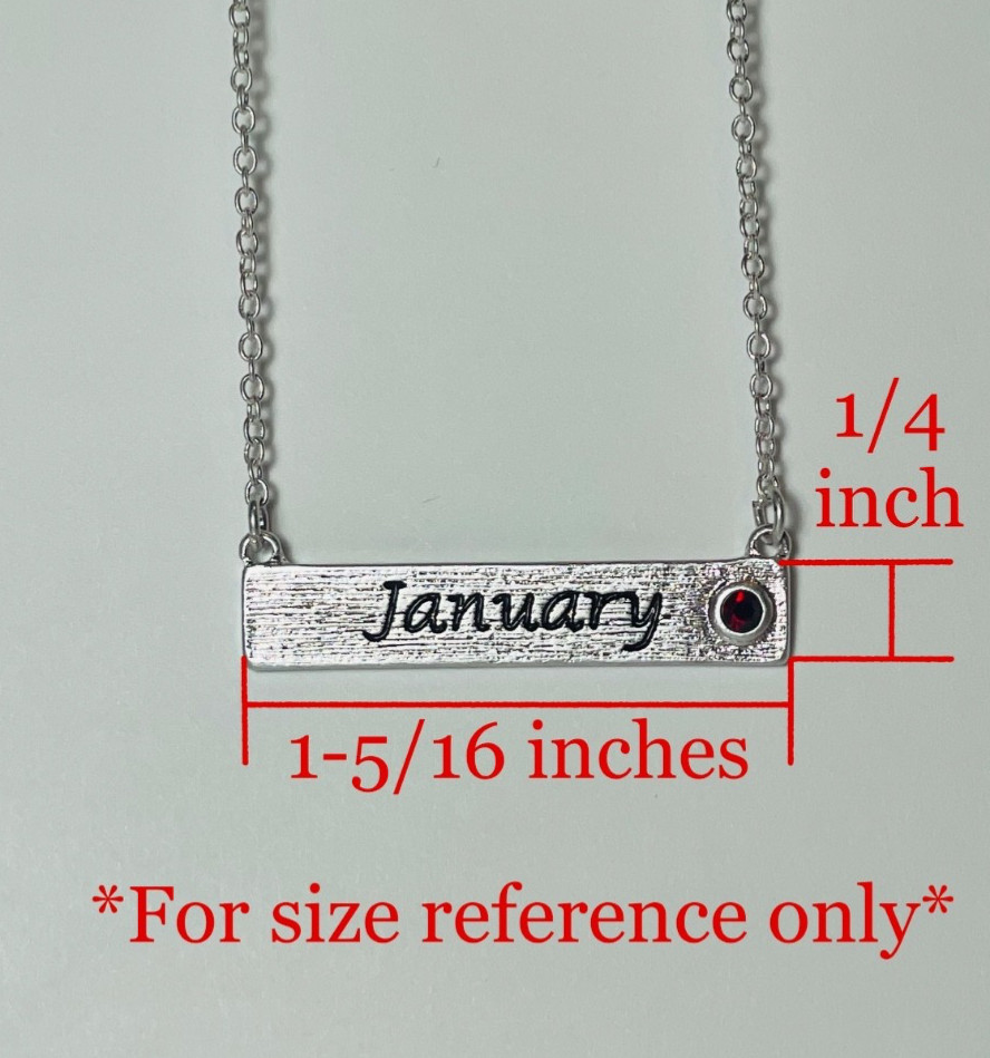 Personalized July Birthstone Necklace Bar Pendant Dainty Silver Plated
