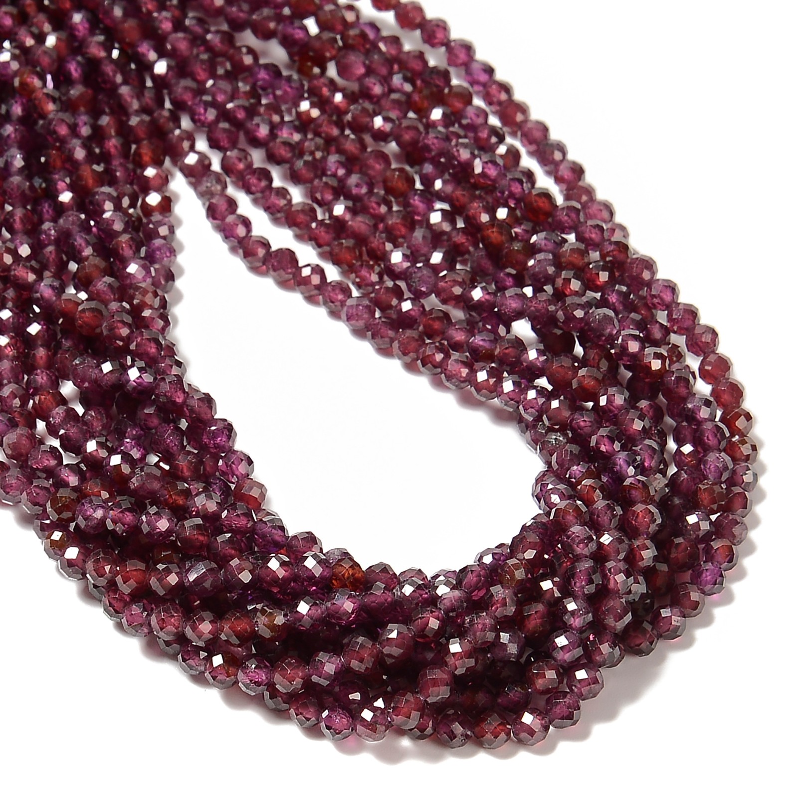 Natural Purple Garnet Faceted Round Beads Size 4mm 15.5” Strand